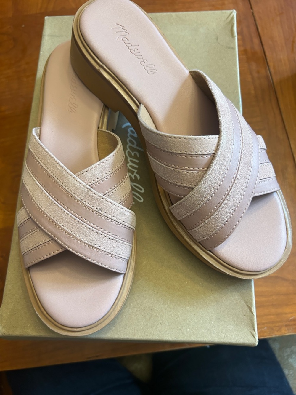 Madewell Alina Platform Sandal Women's 8 Pink Leather Slip On Comfort Cute - Picture 2 of 5